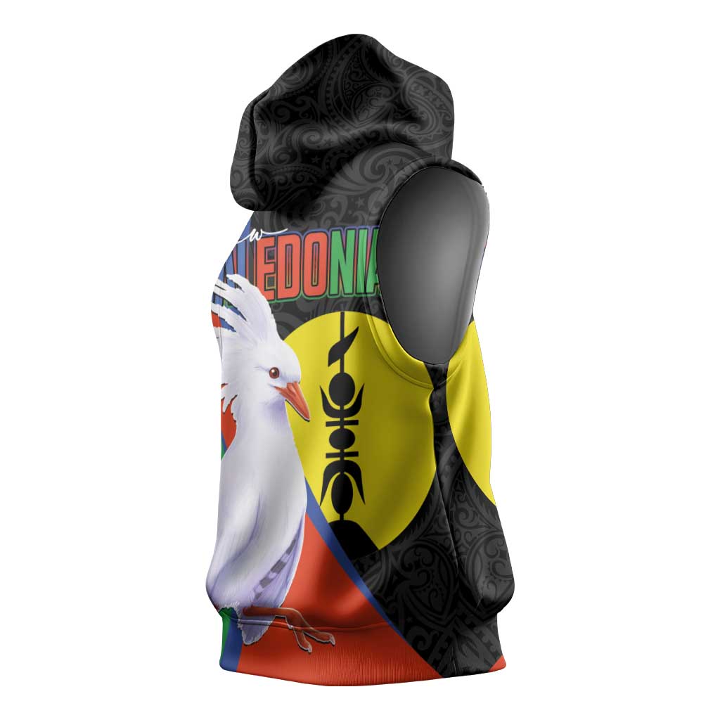 New Caledonia Sleeveless Hoodie Kagu Bird and The Seal with Melanesian Culture LT03 - Polynesian Pride
