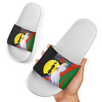 New Caledonia Slide Sandals Kagu Bird and The Seal with Melanesian Culture LT03 - Polynesian Pride