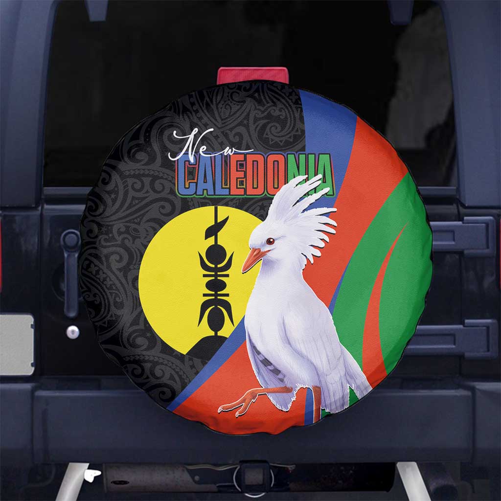 New Caledonia Spare Tire Cover Kagu Bird and The Seal with Melanesian Culture LT03 No hole Black - Polynesian Pride