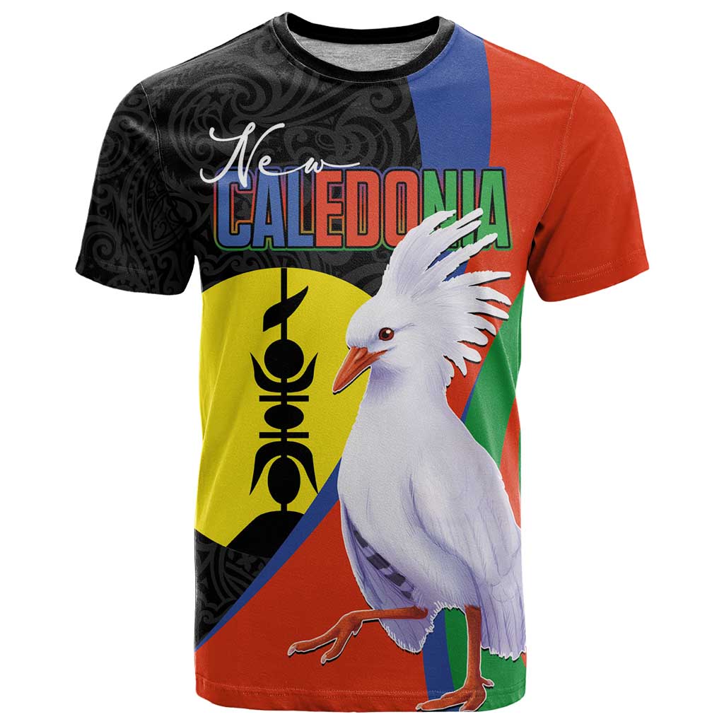 New Caledonia T Shirt Kagu Bird and The Seal with Melanesian Culture LT03 Black - Polynesian Pride