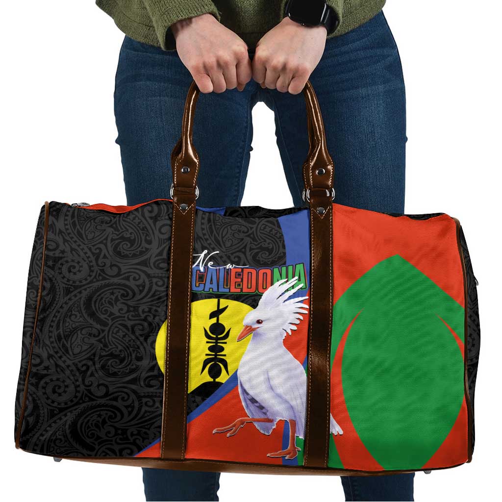 New Caledonia Travel Bag Kagu Bird and The Seal with Melanesian Culture LT03 Black - Polynesian Pride