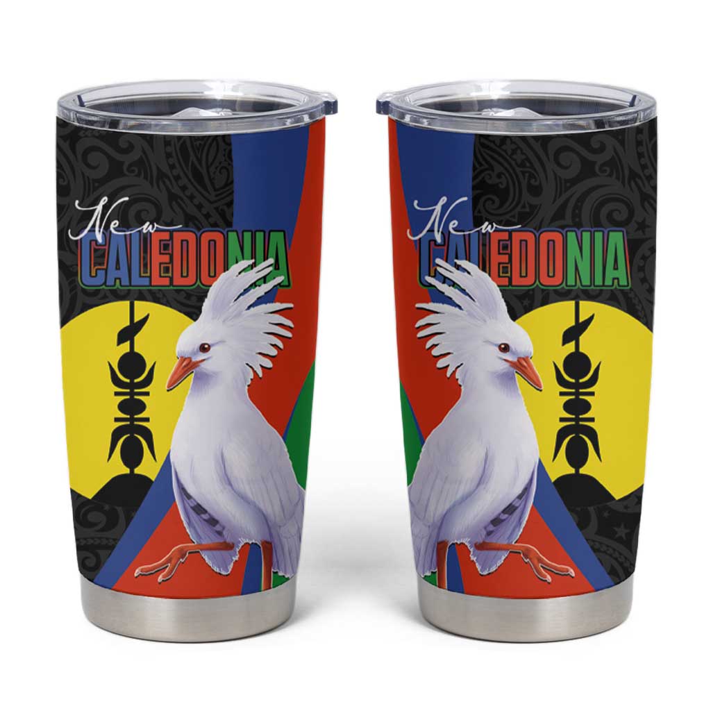 New Caledonia Tumbler Cup Kagu Bird and The Seal with Melanesian Culture LT03 Black - Polynesian Pride
