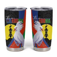 New Caledonia Tumbler Cup Kagu Bird and The Seal with Melanesian Culture LT03 Black - Polynesian Pride