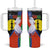 New Caledonia Tumbler With Handle Kagu Bird and The Seal with Melanesian Culture - Polynesian Pride