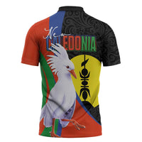 New Caledonia Zipper Polo Shirt Kagu Bird and The Seal with Melanesian Culture LT03 - Polynesian Pride