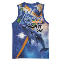 Marshall Islands Manit Day Basketball Jersey Grunge National Flag with Whales and Tribal Tattoos LT03 - Polynesian Pride