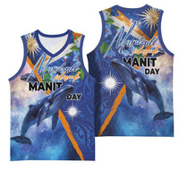 Marshall Islands Manit Day Basketball Jersey Grunge National Flag with Whales and Tribal Tattoos LT03 - Polynesian Pride
