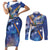 Marshall Islands Manit Day Couples Matching Short Sleeve Bodycon Dress and Long Sleeve Button Shirt Grunge National Flag with Whales and Tribal Tattoos - Polynesian Pride