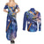 Marshall Islands Manit Day Couples Matching Summer Maxi Dress and Long Sleeve Button Shirt Grunge National Flag with Whales and Tribal Tattoos - Polynesian Pride