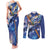 Marshall Islands Manit Day Couples Matching Tank Maxi Dress and Long Sleeve Button Shirt Grunge National Flag with Whales and Tribal Tattoos - Polynesian Pride