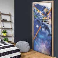 Marshall Islands Manit Day Door Cover Grunge National Flag with Whales and Tribal Tattoos LT03 - Polynesian Pride