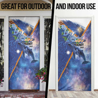 Marshall Islands Manit Day Door Cover Grunge National Flag with Whales and Tribal Tattoos LT03 - Polynesian Pride