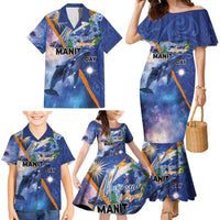 Marshall Islands Manit Day Family Matching Mermaid Dress and Hawaiian Shirt Grunge National Flag with Whales and Tribal Tattoos LT03 - Polynesian Pride