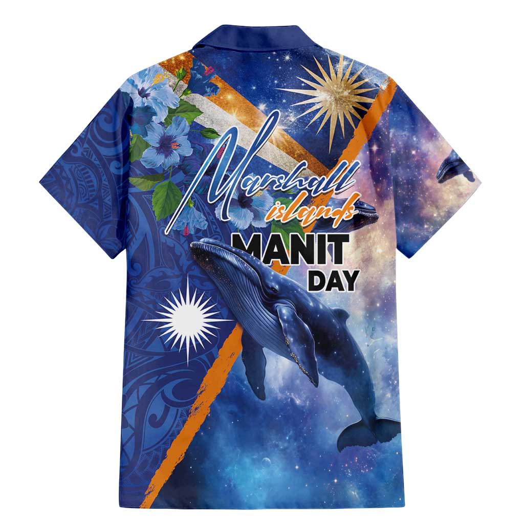 Marshall Islands Manit Day Family Matching Mermaid Dress and Hawaiian Shirt Grunge National Flag with Whales and Tribal Tattoos LT03 - Polynesian Pride