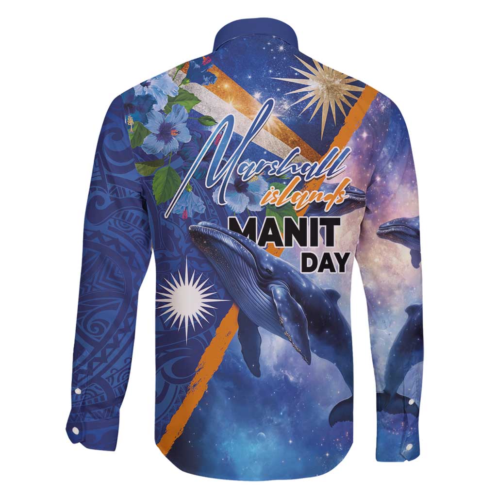 Marshall Islands Manit Day Family Matching Mermaid Dress and Hawaiian Shirt Grunge National Flag with Whales and Tribal Tattoos LT03 - Polynesian Pride