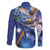 Marshall Islands Manit Day Family Matching Off The Shoulder Long Sleeve Dress and Hawaiian Shirt Grunge National Flag with Whales and Tribal Tattoos - Polynesian Pride