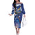 Marshall Islands Manit Day Family Matching Off The Shoulder Long Sleeve Dress and Hawaiian Shirt Grunge National Flag with Whales and Tribal Tattoos - Polynesian Pride
