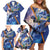 Marshall Islands Manit Day Family Matching Off Shoulder Short Dress and Hawaiian Shirt Grunge National Flag with Whales and Tribal Tattoos - Polynesian Pride