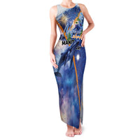 Marshall Islands Manit Day Family Matching Tank Maxi Dress and Hawaiian Shirt Grunge National Flag with Whales and Tribal Tattoos LT03 Mom's Dress Blue - Polynesian Pride