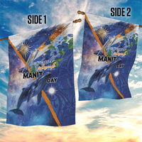 Marshall Islands Manit Day Garden Flag Grunge National Flag with Whales and Tribal Tattoos LT03 - Polynesian Pride
