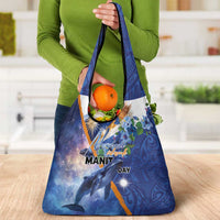 Marshall Islands Manit Day Grocery Bag Grunge National Flag with Whales and Tribal Tattoos LT03 - Polynesian Pride