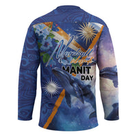 Marshall Islands Manit Day Hockey Jersey Grunge National Flag with Whales and Tribal Tattoos LT03 - Polynesian Pride
