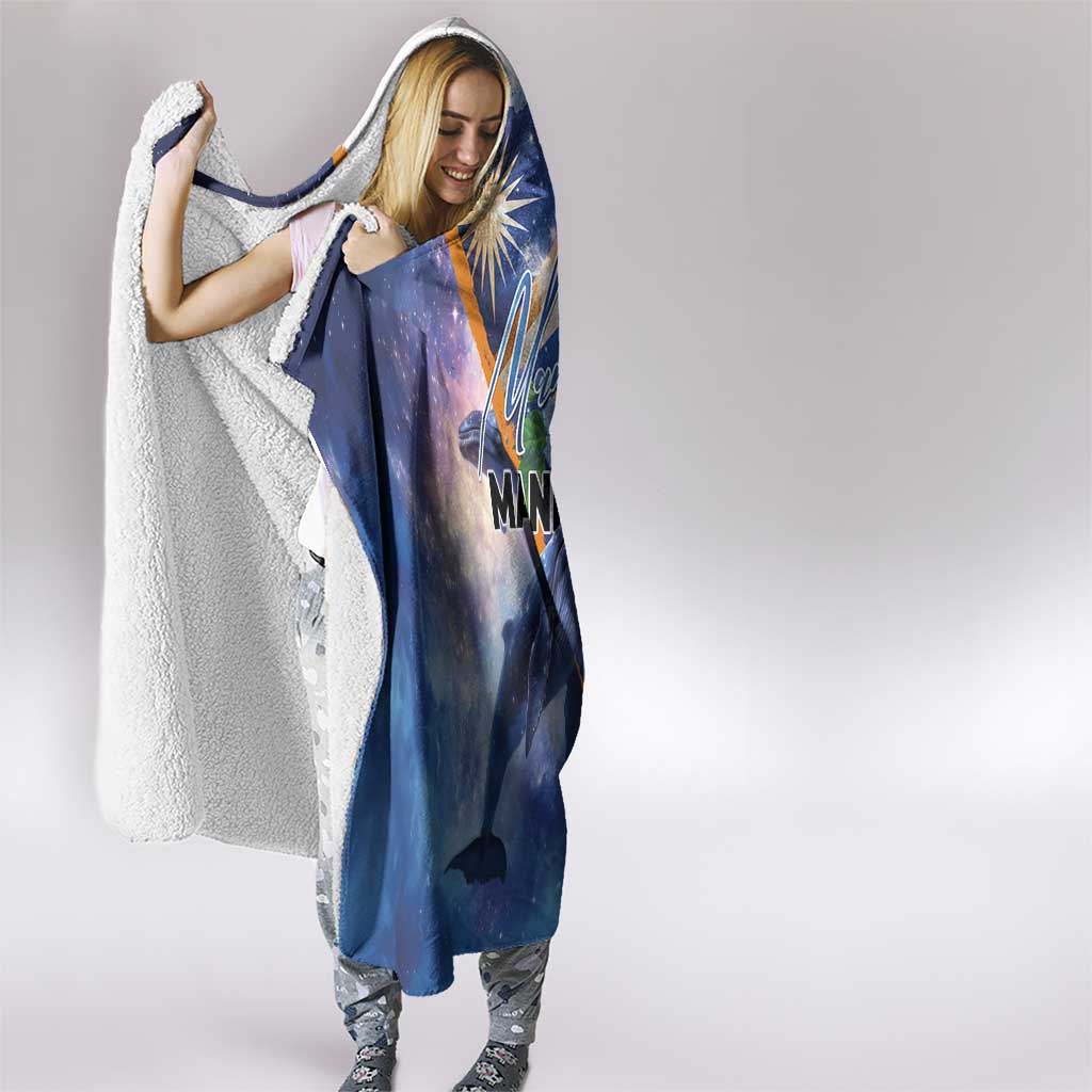 Marshall Islands Manit Day Hooded Blanket Grunge National Flag with Whales and Tribal Tattoos LT03 - Polynesian Pride