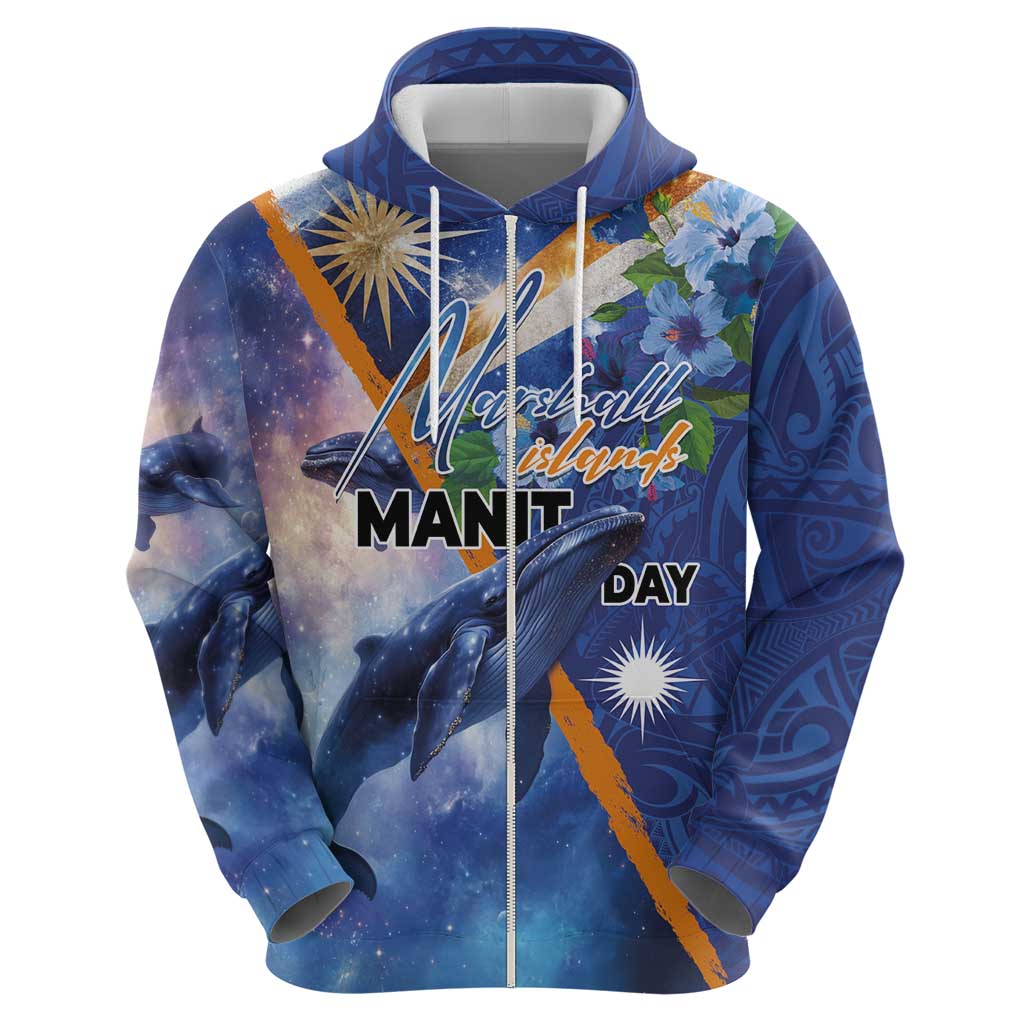 Marshall Islands Manit Day Hoodie Grunge National Flag with Whales and Tribal Tattoos LT03 - Polynesian Pride