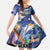 Marshall Islands Manit Day Kid Short Sleeve Dress Grunge National Flag with Whales and Tribal Tattoos - Polynesian Pride