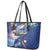 Marshall Islands Manit Day Leather Tote Bag Grunge National Flag with Whales and Tribal Tattoos - Polynesian Pride