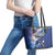 Marshall Islands Manit Day Leather Tote Bag Grunge National Flag with Whales and Tribal Tattoos - Polynesian Pride