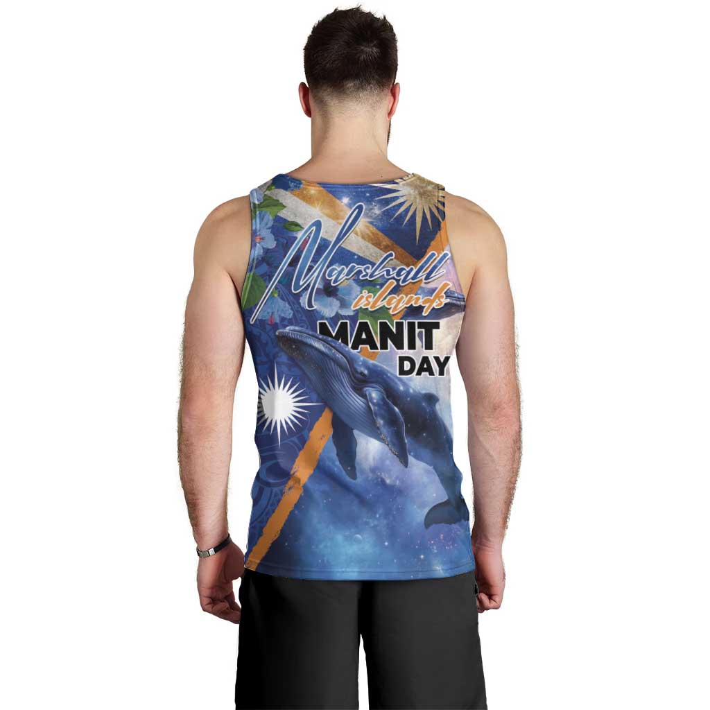 Marshall Islands Manit Day Men Tank Top Grunge National Flag with Whales and Tribal Tattoos LT03 - Polynesian Pride