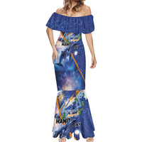 Marshall Islands Manit Day Mermaid Dress Grunge National Flag with Whales and Tribal Tattoos LT03 - Polynesian Pride