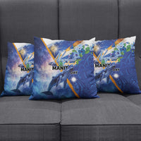 Marshall Islands Manit Day Pillow Cover Grunge National Flag with Whales and Tribal Tattoos LT03 - Polynesian Pride