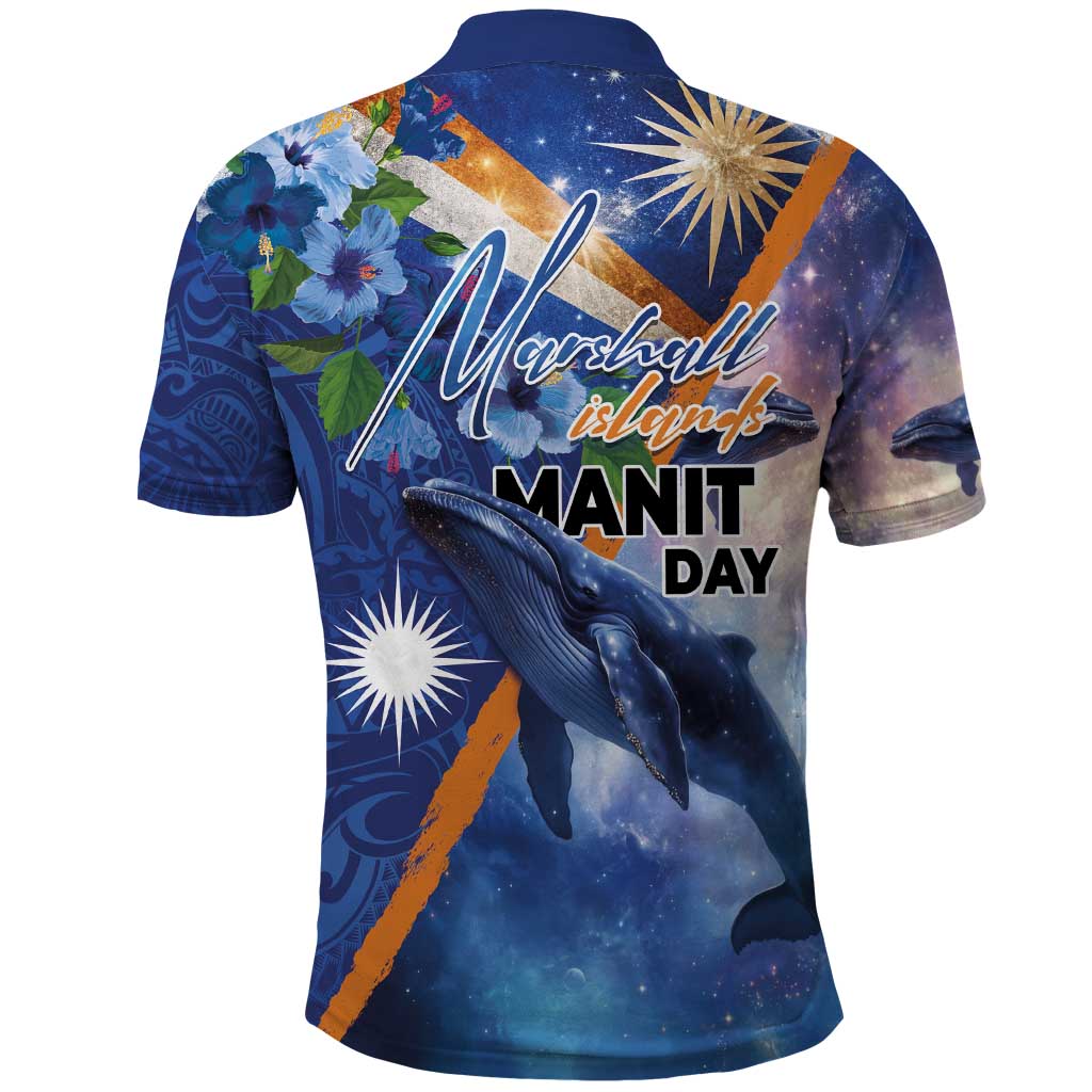 Marshall Islands Manit Day Polo Shirt Grunge National Flag with Whales and Tribal Tattoos LT03 - Polynesian Pride