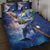 Marshall Islands Manit Day Quilt Bed Set Grunge National Flag with Whales and Tribal Tattoos - Polynesian Pride