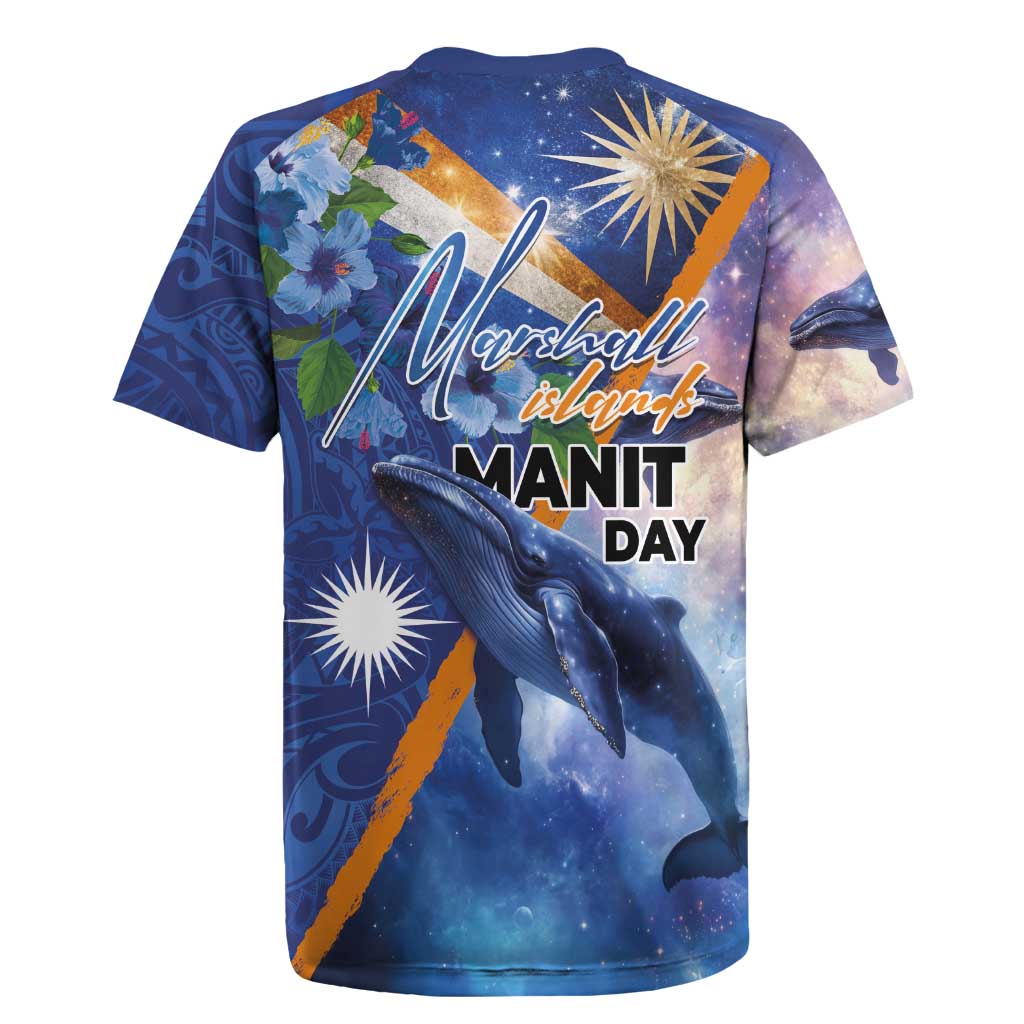 Marshall Islands Manit Day Rugby Jersey Grunge National Flag with Whales and Tribal Tattoos LT03 - Polynesian Pride