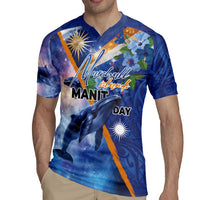 Marshall Islands Manit Day Rugby Jersey Grunge National Flag with Whales and Tribal Tattoos LT03 - Polynesian Pride