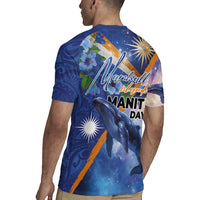 Marshall Islands Manit Day Rugby Jersey Grunge National Flag with Whales and Tribal Tattoos LT03 - Polynesian Pride