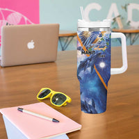Marshall Islands Manit Day Tumbler With Handle Grunge National Flag with Whales and Tribal Tattoos LT03 - Polynesian Pride