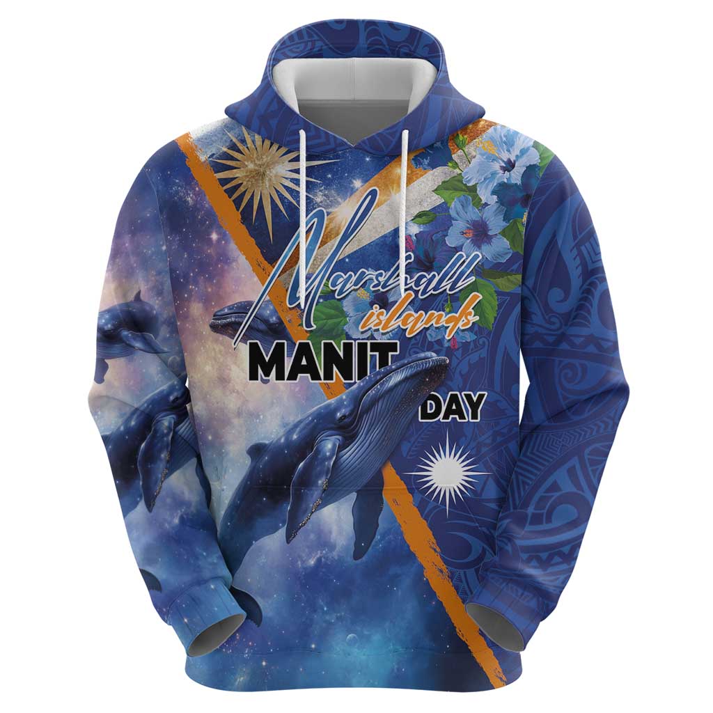 Marshall Islands Manit Day Zip Hoodie Grunge National Flag with Whales and Tribal Tattoos LT03 - Polynesian Pride