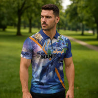 Marshall Islands Manit Day Zipper Polo Shirt Grunge National Flag with Whales and Tribal Tattoos LT03 - Polynesian Pride