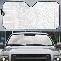 Samoan Culture-Lotu Tamaiti Auto Sun Shade Siapo and Polynesian Art Tattoos LT03 White - Polynesian Pride
