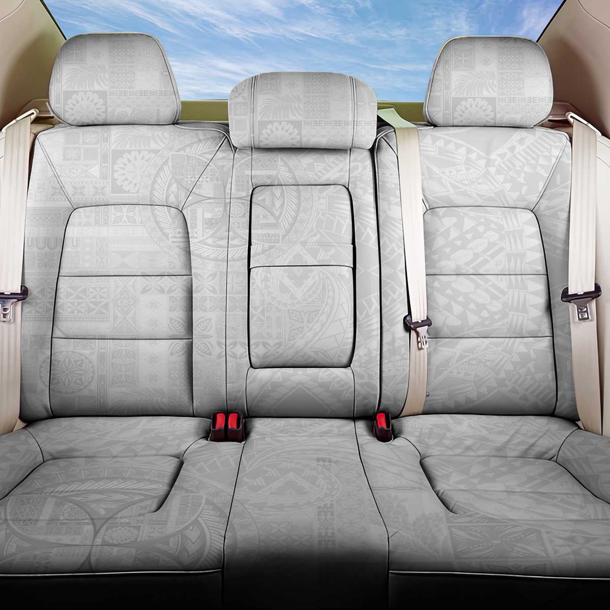 Samoan Culture-Lotu Tamaiti Back Car Seat Cover Siapo and Polynesian Art Tattoos LT03 One Size White - Polynesian Pride