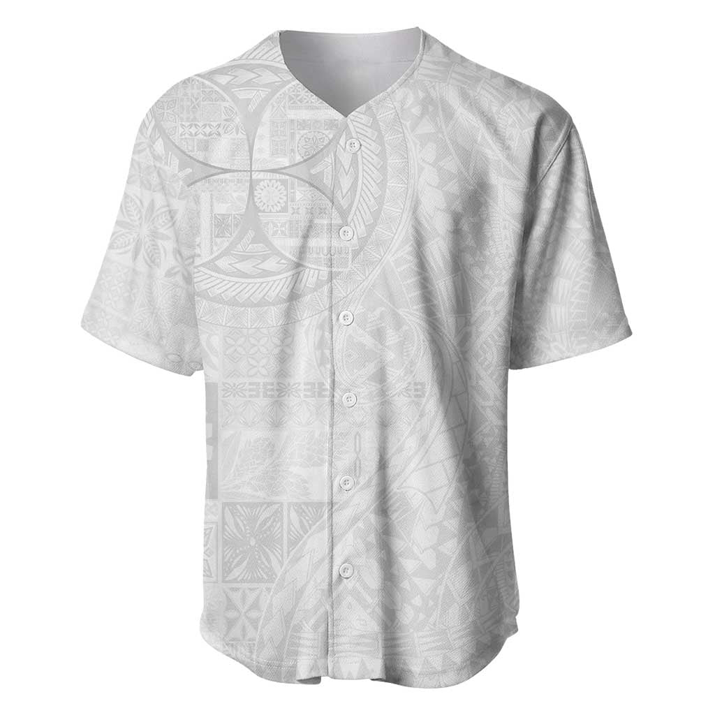 Samoan Culture-Lotu Tamaiti Baseball Jersey Siapo and Polynesian Art Tattoos LT03 White - Polynesian Pride