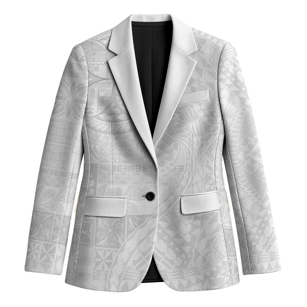 Samoan Culture-Lotu Tamaiti Blazer Siapo and Polynesian Art Tattoos LT03 Unisex White - Polynesian Pride