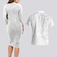 Samoan Culture-Lotu Tamaiti Couples Matching Long Sleeve Bodycon Dress and Hawaiian Shirt Siapo and Polynesian Art Tattoos LT03 - Polynesian Pride