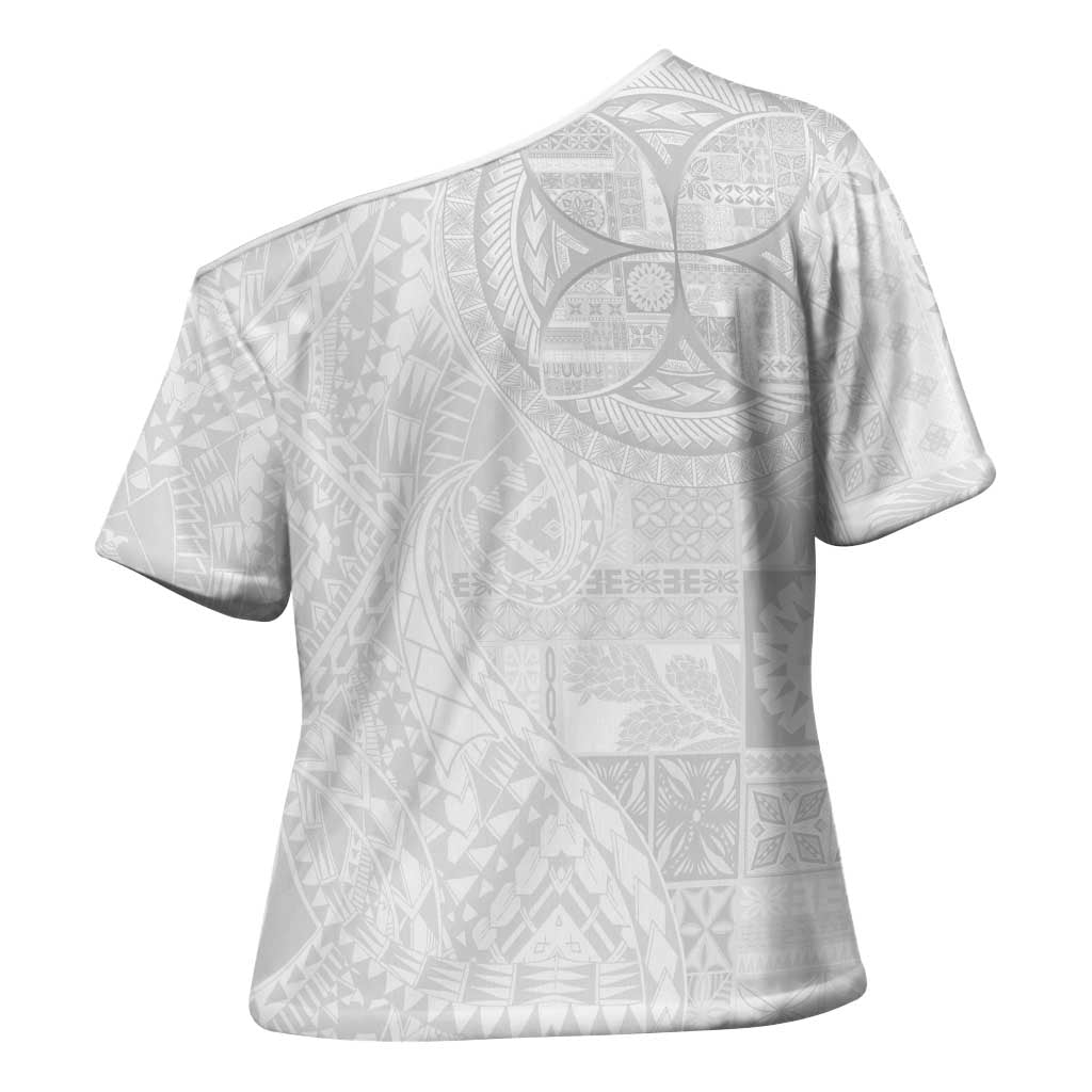 Samoan Culture-Lotu Tamaiti Cross Shoulder Shirt Siapo and Polynesian Art Tattoos LT03 - Polynesian Pride