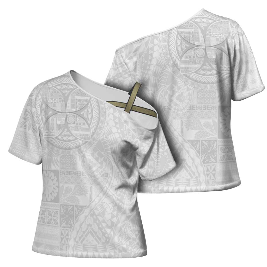 Samoan Culture-Lotu Tamaiti Cross Shoulder Shirt Siapo and Polynesian Art Tattoos LT03 - Polynesian Pride