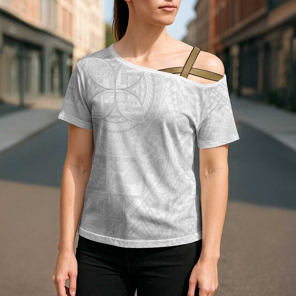 Samoan Culture-Lotu Tamaiti Cross Shoulder Shirt Siapo and Polynesian Art Tattoos LT03 - Polynesian Pride